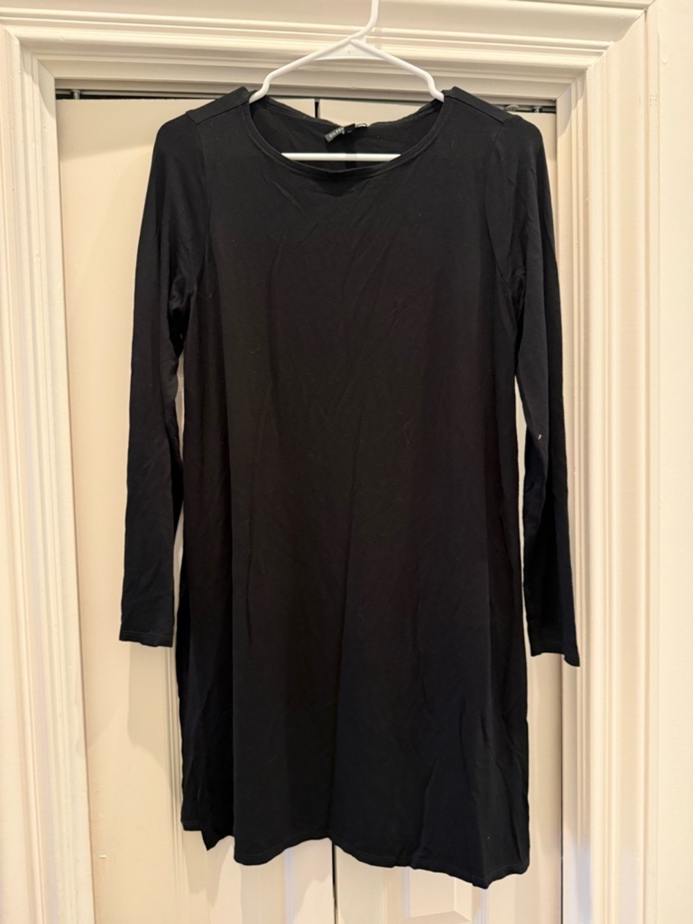 Eileen Fisher Black Long Sleeve Dress Crew Neck Tunic Womens Size Small